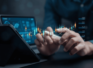 Chart das den Verlauf einer Aktie darstellt symbolisiert den Megatrend und Geldanlage