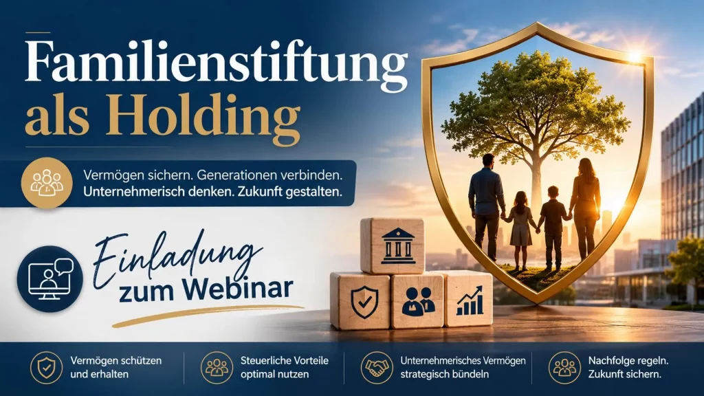 Einladung zum Webinar Familienstiftung als Holding
